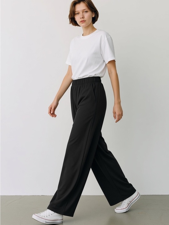 all in motion Pants - all in motion Black Wide-Leg Elastic Waist Pants
